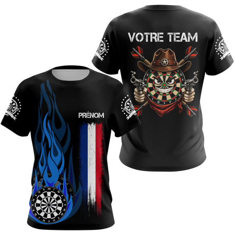 Polo Fléchettes Prénom d'Équipe - Flamme Drapeau France - T-shirt Femme
