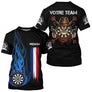 Polo Fléchettes Prénom d'Équipe - Flamme Drapeau France - T-shirt Homme
