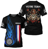 Polo Fléchettes Prénom d'Équipe - Flamme Drapeau France - T-shirt Homme