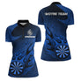 Polo Fléchettes Premium - Bleu Marine Design Sportif - Polo Zippé Femme