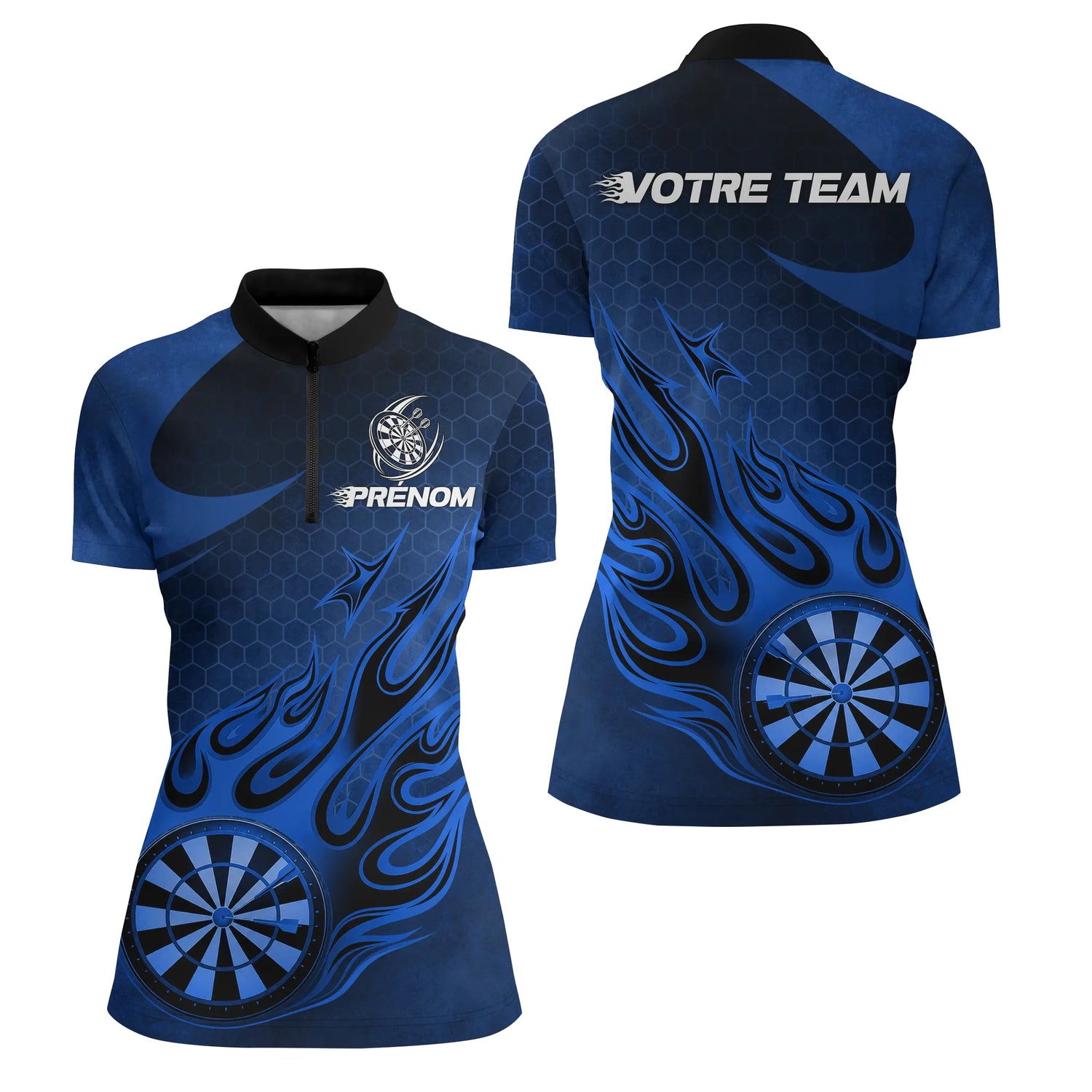 Polo Fléchettes Premium - Bleu Marine Design Sportif - Polo Zippé Femme