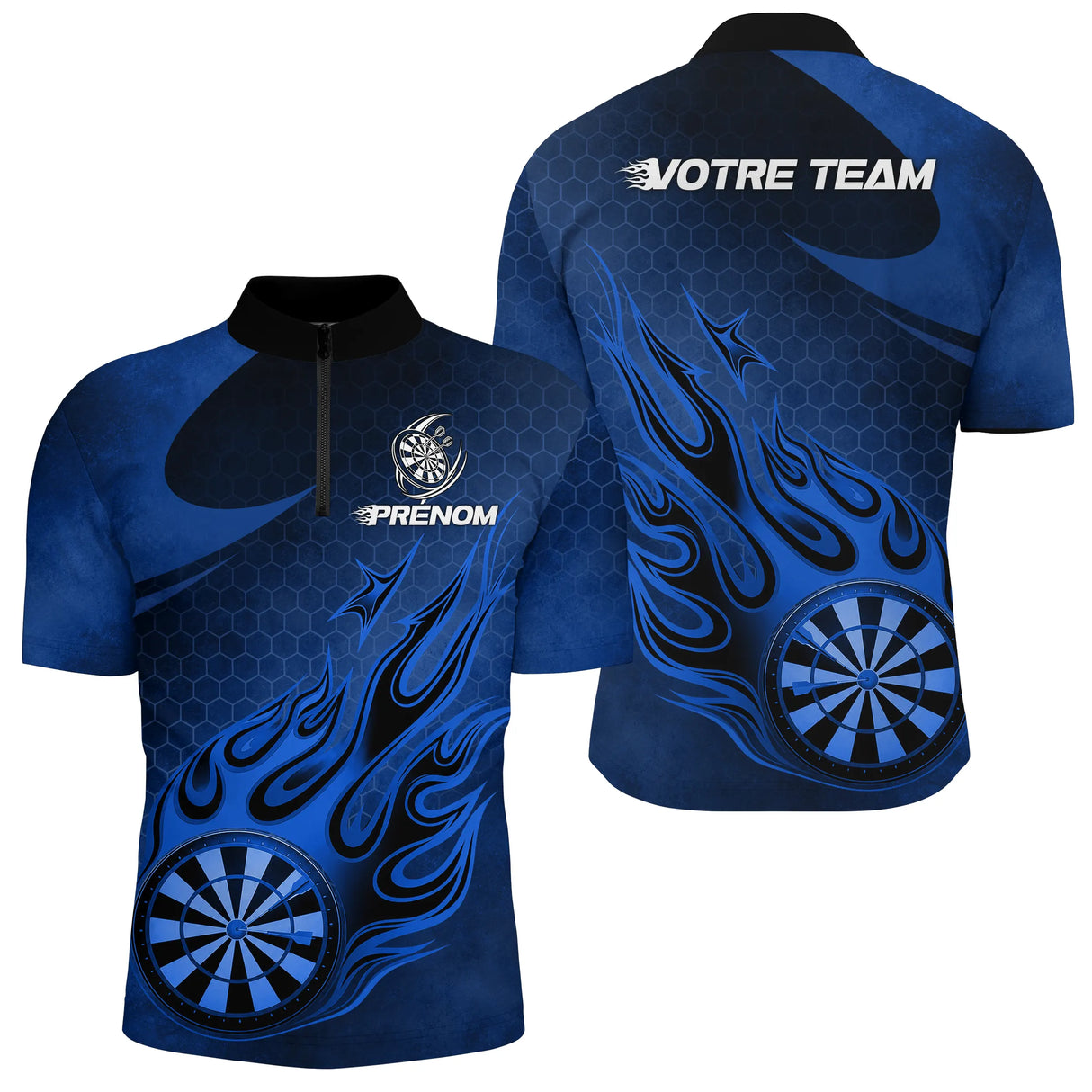 Polo Fléchettes Premium - Bleu Marine Design Sportif - Polo Zippé Homme