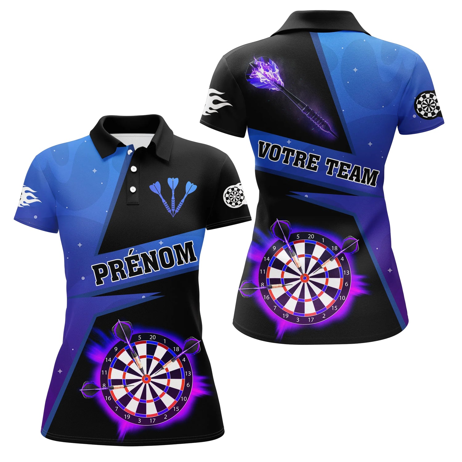 Polo Fléchettes Premium - Design Bleu Électrique - Polo Femme