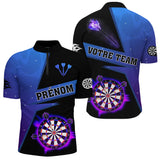Polo Fléchettes Premium - Design Bleu Électrique - Polo Zippé Homme