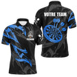 Polo Fléchettes Premium - Noir Bleu Style Compétition - Polo Homme