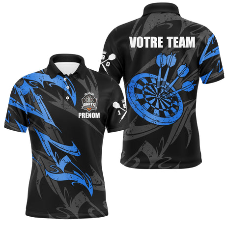 Polo Fléchettes Premium - Noir Bleu Style Compétition - Polo Homme