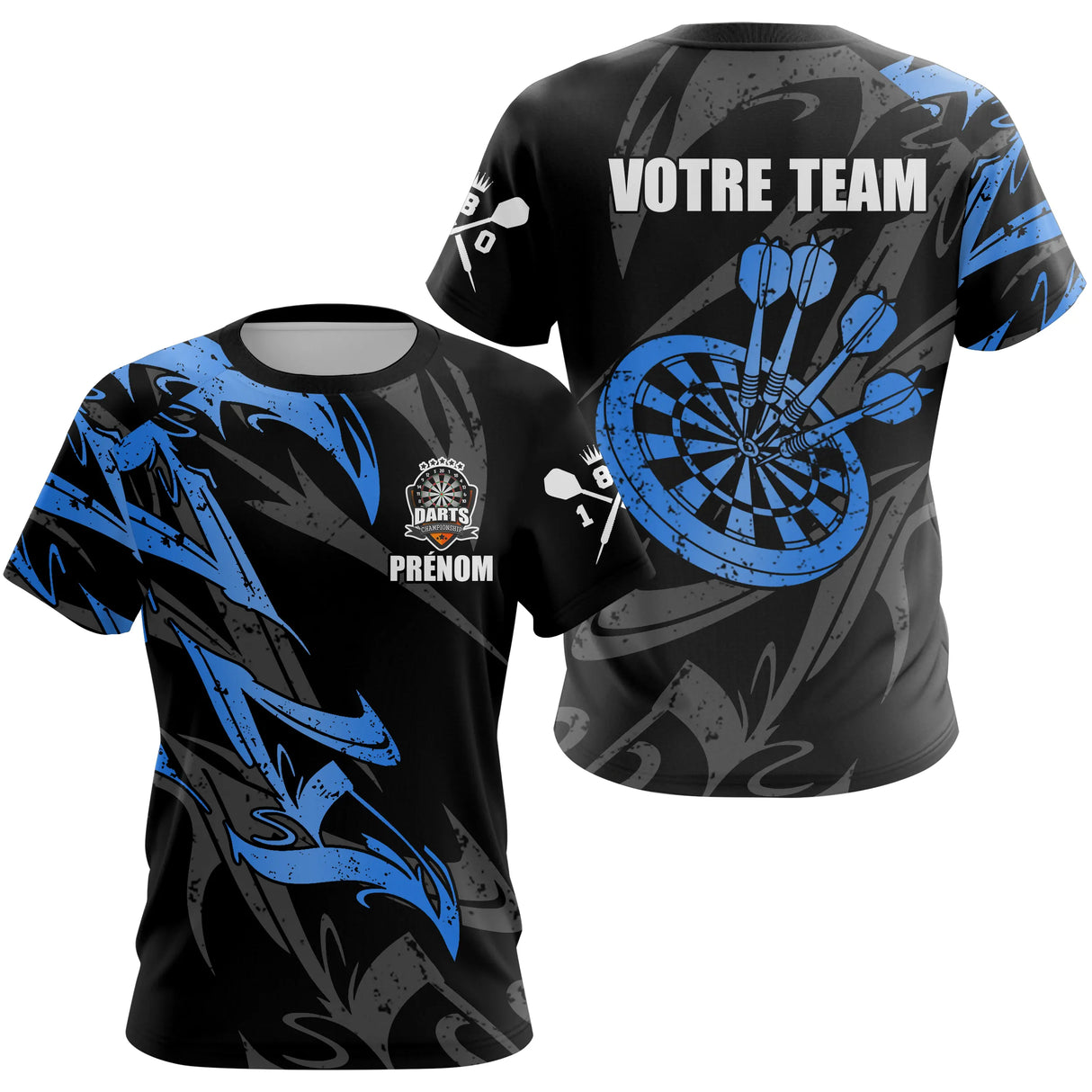 Polo Fléchettes Premium - Noir Bleu Style Compétition - T-Shirt Femme