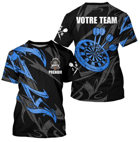 Polo Fléchettes Premium - Noir Bleu Style Compétition - T-Shirt Homme