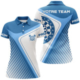 Polo Fléchettes Premium Bleu Sport – Personnalisé Complète - Polo Femme