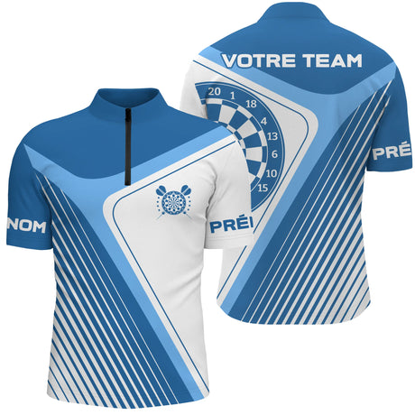 Polo Fléchettes Premium Bleu Sport – Personnalisé Complète - Polo Zippé Homme
