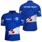 Polo Fléchettes Professionnel Personnalisé - Style Compétition Bleu - Polo Zippé Homme