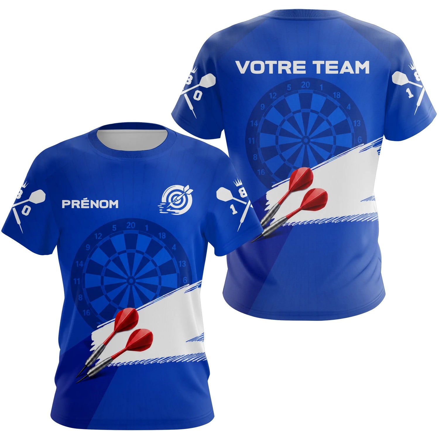 Polo Fléchettes Professionnel Personnalisé - Style Compétition Bleu - T-Shirt Femme