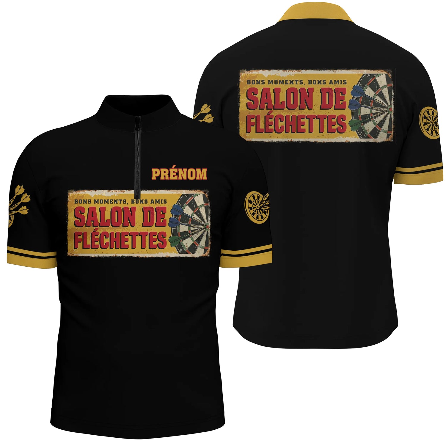 Polo Fléchettes Rétro Personnalisé - Style Vintage Bons Amis - Polo Zippé Homme