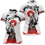 Polo Fléchettes Renard Samouraï - Blanc Rouge Personnalisé - Polo Femme