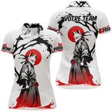 Polo Fléchettes Renard Samouraï - Blanc Rouge Personnalisé - Polo Femme