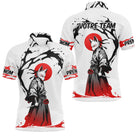 Polo Fléchettes Renard Samouraï - Blanc Rouge Personnalisé - Polo Homme