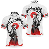 Polo Fléchettes Renard Samouraï - Blanc Rouge Personnalisé - Polo Homme