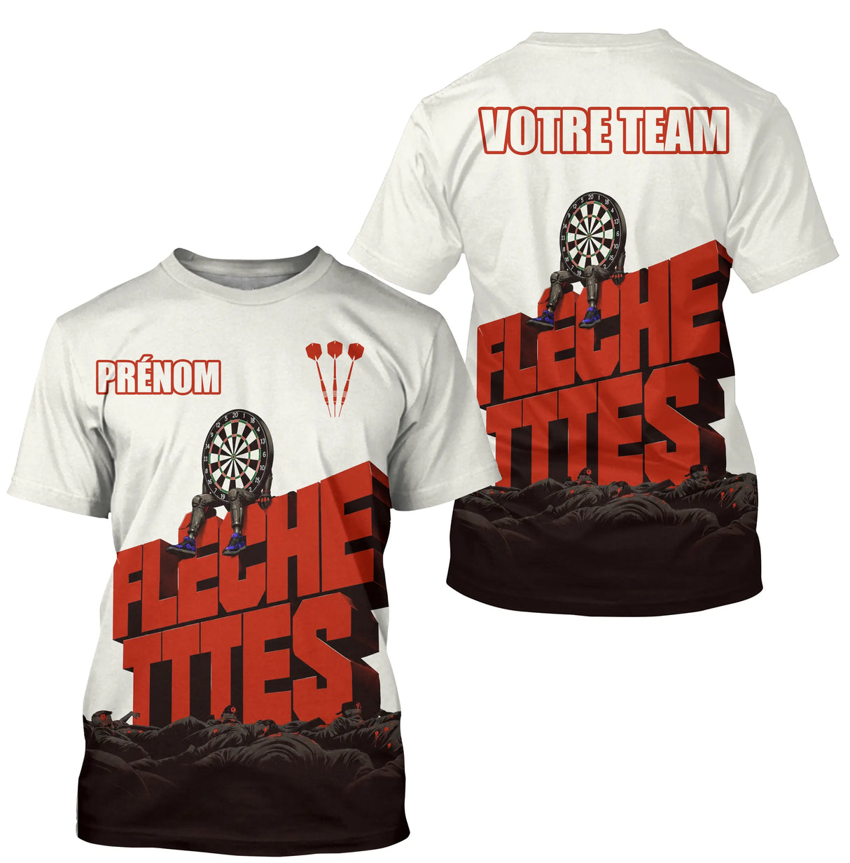Polo Fléchettes Rouge Blanc - Style Graphisme 3D Personnalisé - T-Shirt Homme