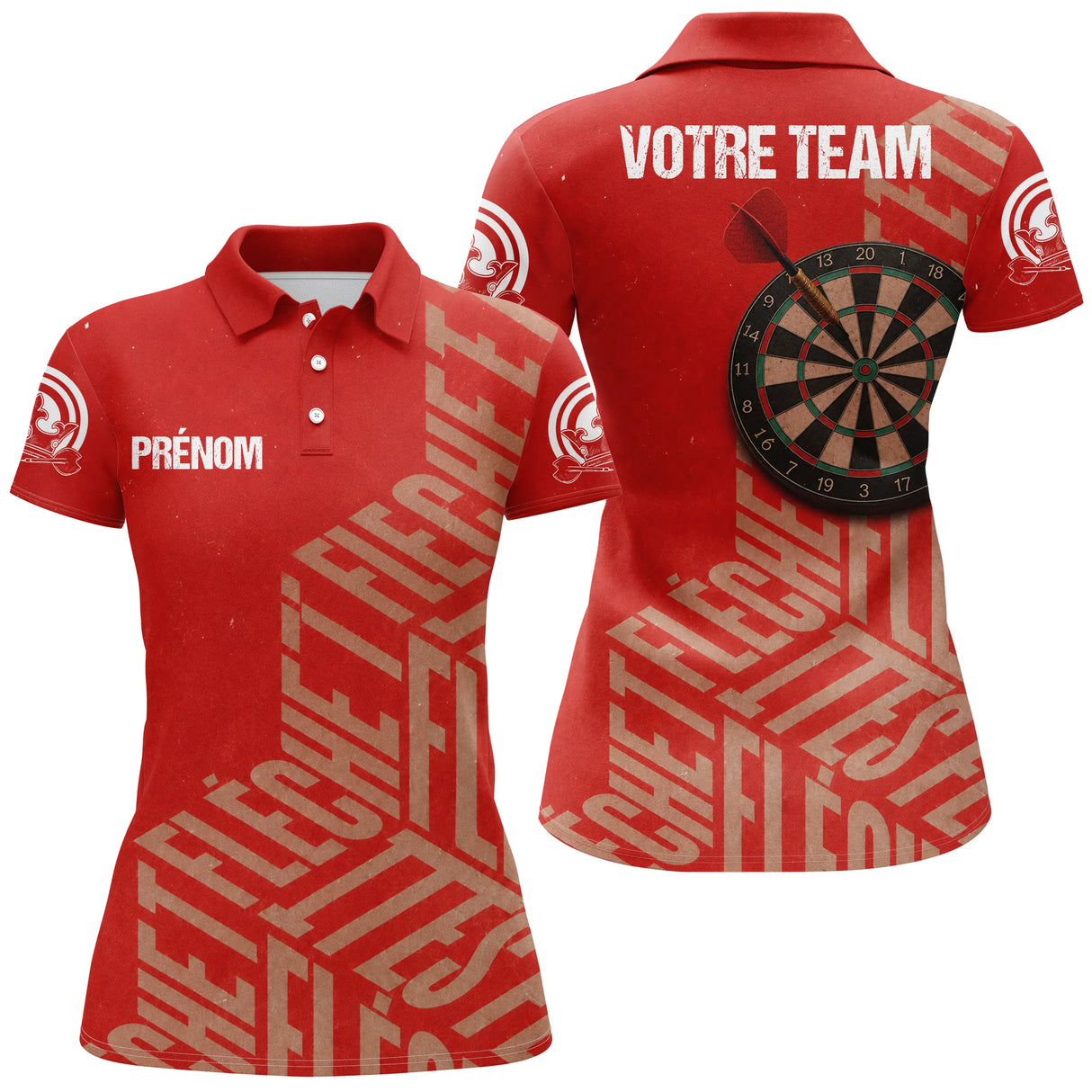 Polo Fléchettes Rouge Cible - Design Classique Personnalisé - Polo Femme