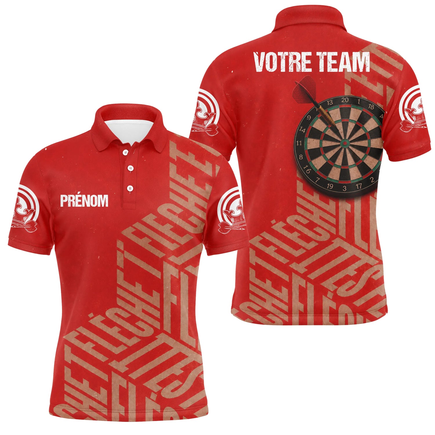 Polo Fléchettes Rouge Cible - Design Classique Personnalisé - Polo Homme
