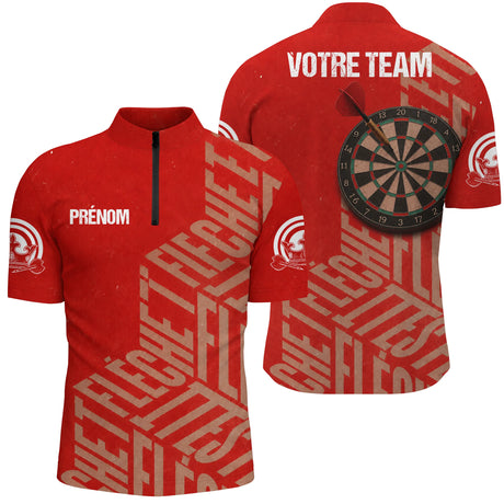 Polo Fléchettes Rouge Cible - Design Classique Personnalisé - Polo Zippé Homme