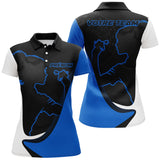 Polo Fléchettes Silhouette Joueur - Bleu & Noir Personnalisé - Polo Femme