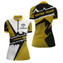 Polo Fléchettes Sport Premium - Blanc Jaune Personnalisé - Polo Zippé Femme