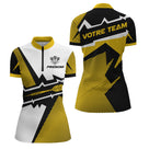 Polo Fléchettes Sport Premium - Blanc Jaune Personnalisé - Polo Zippé Femme