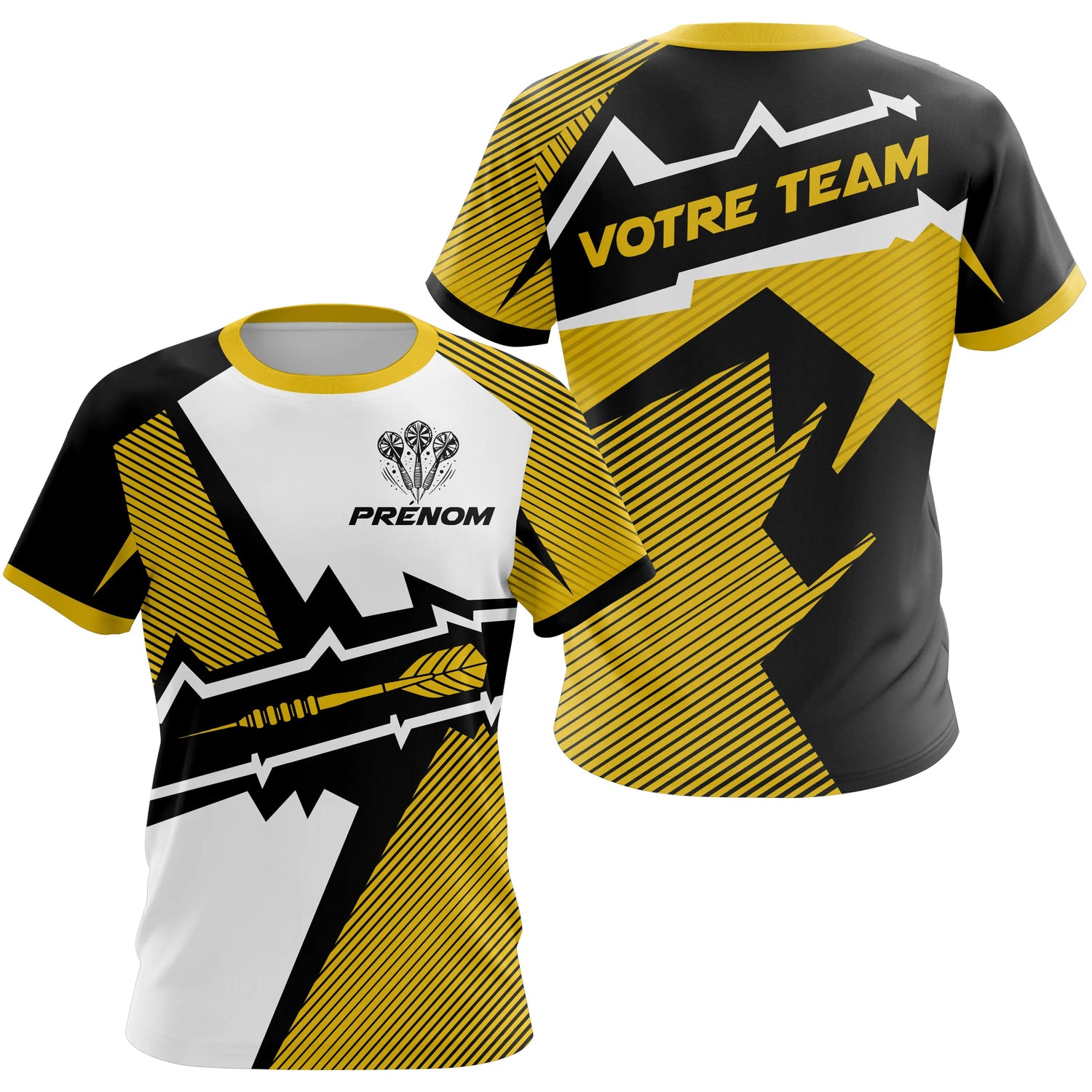 Polo Fléchettes Sport Premium - Blanc Jaune Personnalisé - T-Shirt Femme