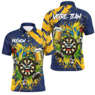 Polo Fléchettes Sportif Bleu – Style Cartoon Bière & Team - Polo Homme