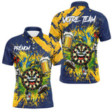 Polo Fléchettes Sportif Bleu – Style Cartoon Bière & Team - Polo Homme