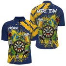 Polo Fléchettes Sportif Bleu – Style Cartoon Bière & Team - Polo Zippé Homme