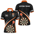 Polo Fléchettes Sportif Personnalisé - Noir Orange 180 - Polo Homme