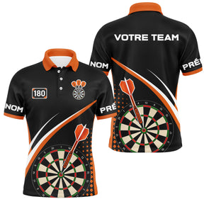 Polo Fléchettes Sportif Personnalisé - Noir Orange 180 - Polo Homme