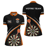 Polo Fléchettes Sportif Personnalisé - Noir Orange 180 - Polo Zippé Femme