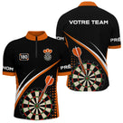 Polo Fléchettes Sportif Personnalisé - Noir Orange 180 - Polo Zippé Homme