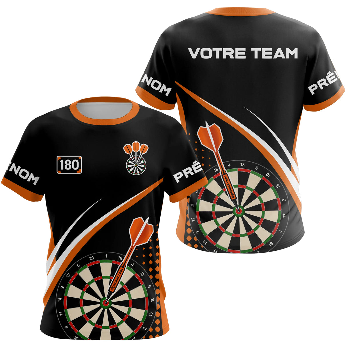 Polo Fléchettes Sportif Personnalisé - Noir Orange 180 - T-Shirt Femme