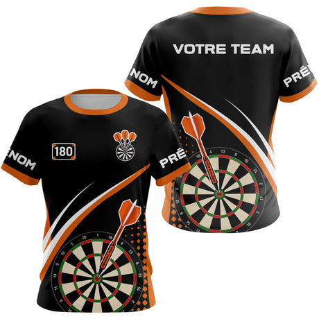 Polo Fléchettes Sportif Personnalisé - Noir Orange 180 - T-Shirt Femme