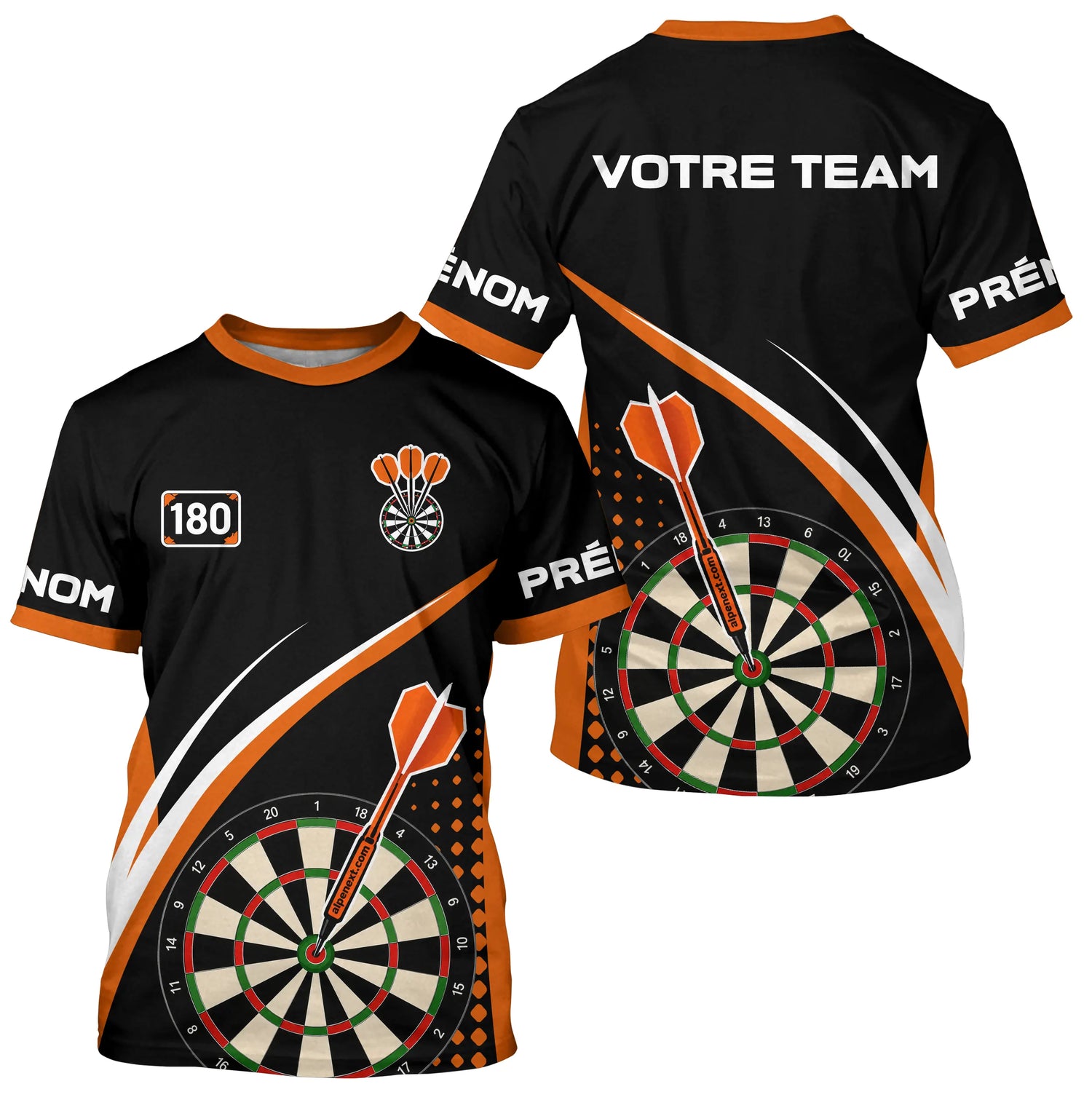 Polo Fléchettes Sportif Personnalisé - Noir Orange 180 - T-Shirt Homme