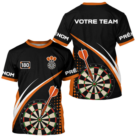 Polo Fléchettes Sportif Personnalisé - Noir Orange 180 - T-Shirt Homme