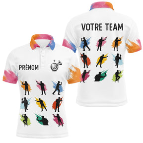 Polo Fléchettes Spotif Personnalisé – Design Silhouettes Colorées - Polo Homme