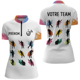Polo Fléchettes Spotif Personnalisé – Design Silhouettes Colorées - Polo Zippé Femme