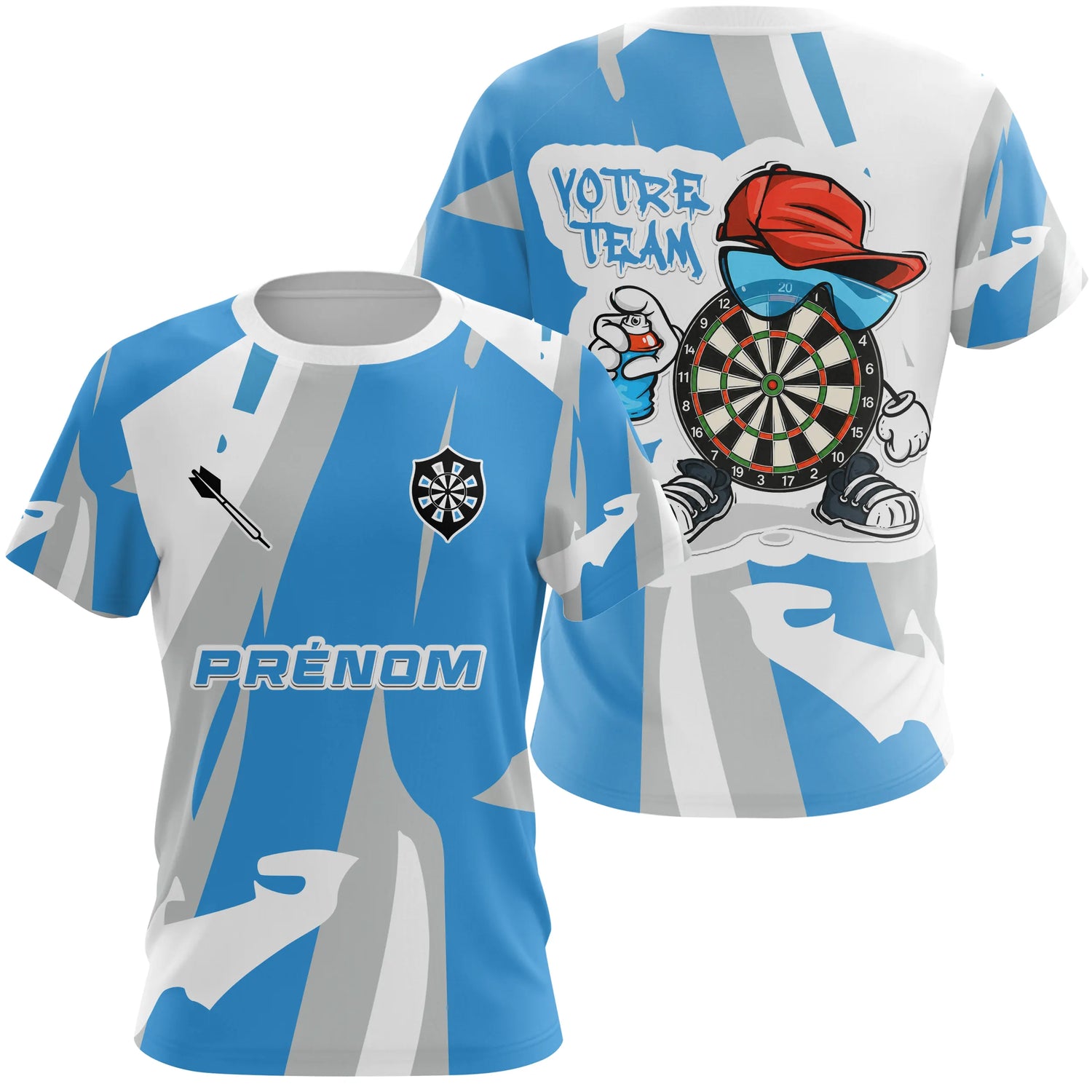 Polo Fléchettes Street Art Sportif - Bleu Ciel Personnalisé - T-Shirt Femme