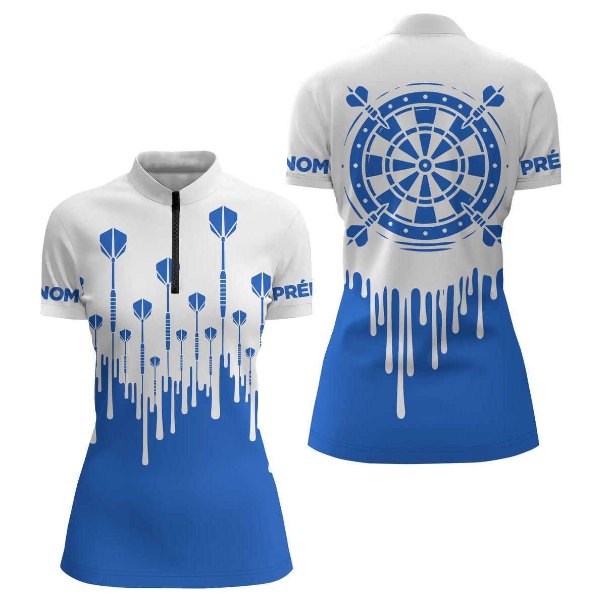 Polo Fléchettes Style Épuré - Cible Bleu Personnalisé - Polo Zippé Femme