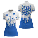 Polo Fléchettes Style Épuré - Cible Bleu Personnalisé - Polo Zippé Femme