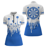 Polo Fléchettes Style Épuré - Cible Bleu Personnalisé - Polo Zippé Femme