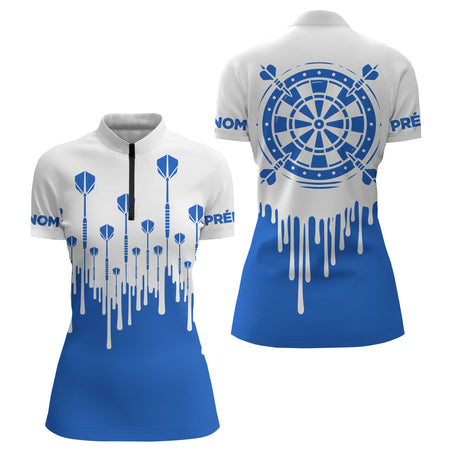 Polo Fléchettes Style Épuré - Cible Bleu Personnalisé - Polo Zippé Femme