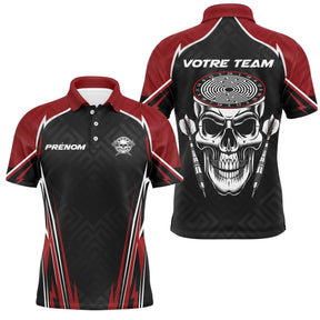 Polo Fléchettes Tête de Mort - Rouge & Noir Spotif - Polo Homme