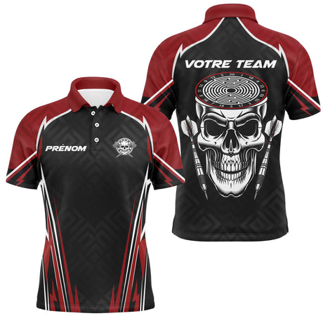 Polo Fléchettes Tête de Mort - Rouge & Noir Spotif - Polo Homme