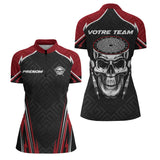 Polo Fléchettes Tête de Mort - Rouge & Noir Spotif - Polo Zippé Femme